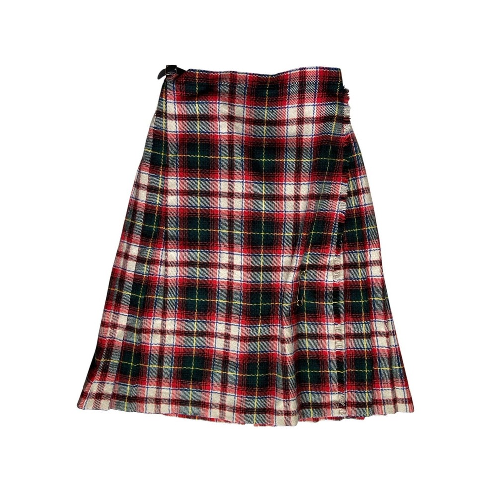 Vintage Deans of Scotland Wool Tartan Plaid Skirt Kilt Womens Size 10 Red Pleats